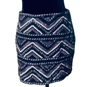Express Women’s Sequin Mini Skirt Black/Silver Size Small